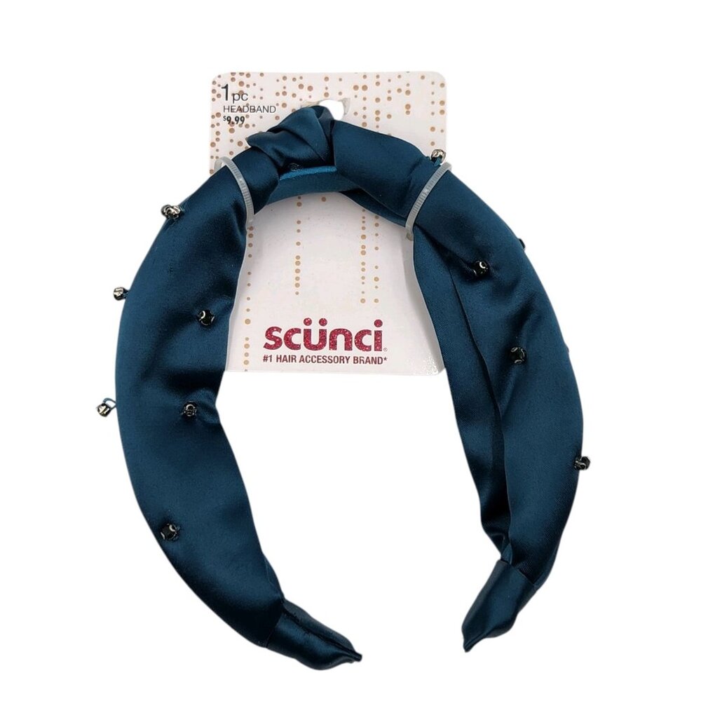Scunci Deep Teal Fabric‎ Hair Headband and 3 Pcs Headwraps Set Jewels - Picture 11 of 16